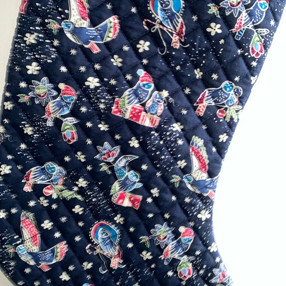Vera Bradley quilted Christmas‎ stocking blue Owls birds